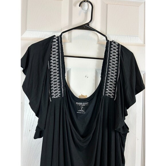 Torrid Women Black Size 6 Blouse Flutter Sleeve Off Shoulder Peasant Knit Top H3 - Picture 5 of 9